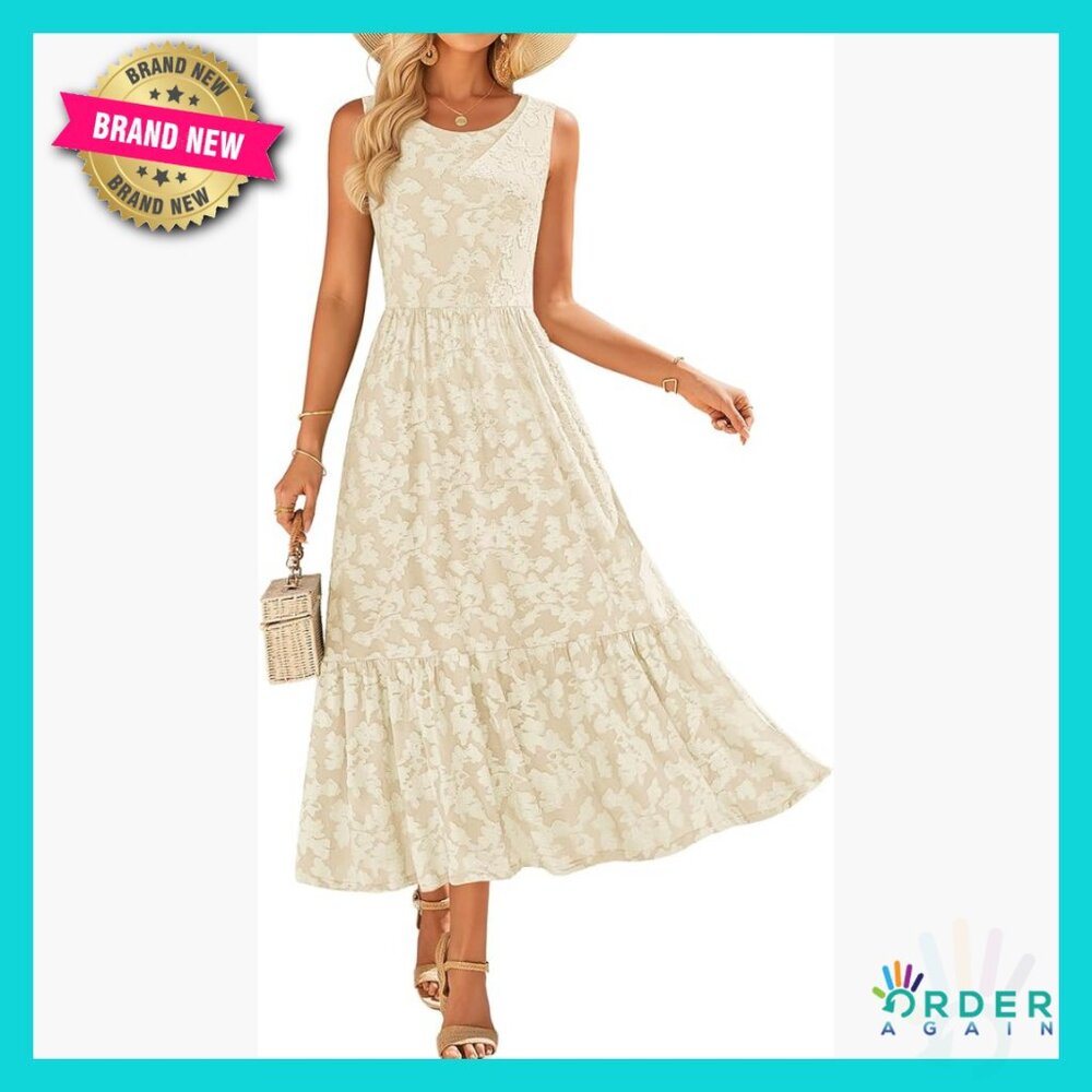 Boho Floral Midi Dress Summer Casual Flowy Sundress Elegant Chic